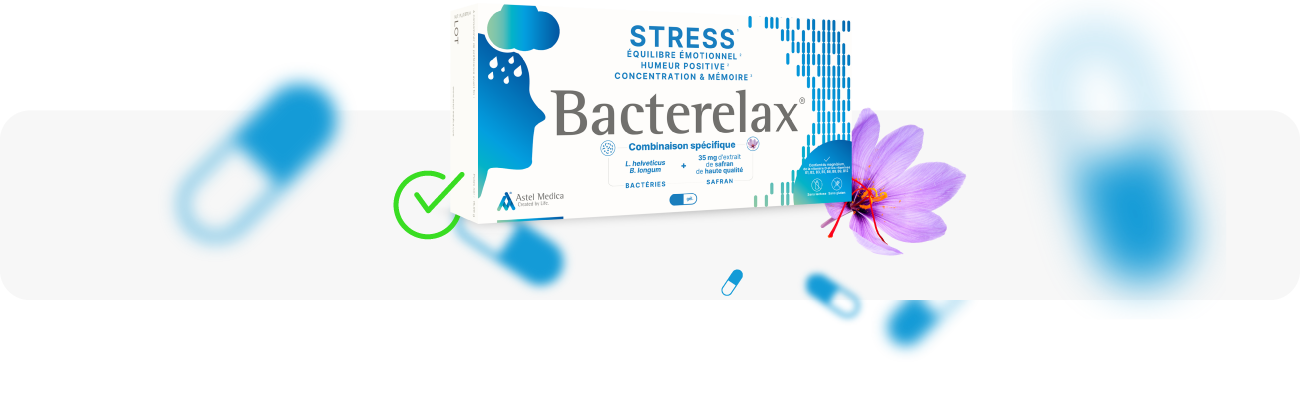 Boite du complément alimentaire Bacterelax® Packshot du complément alimentaire Bacterelax®